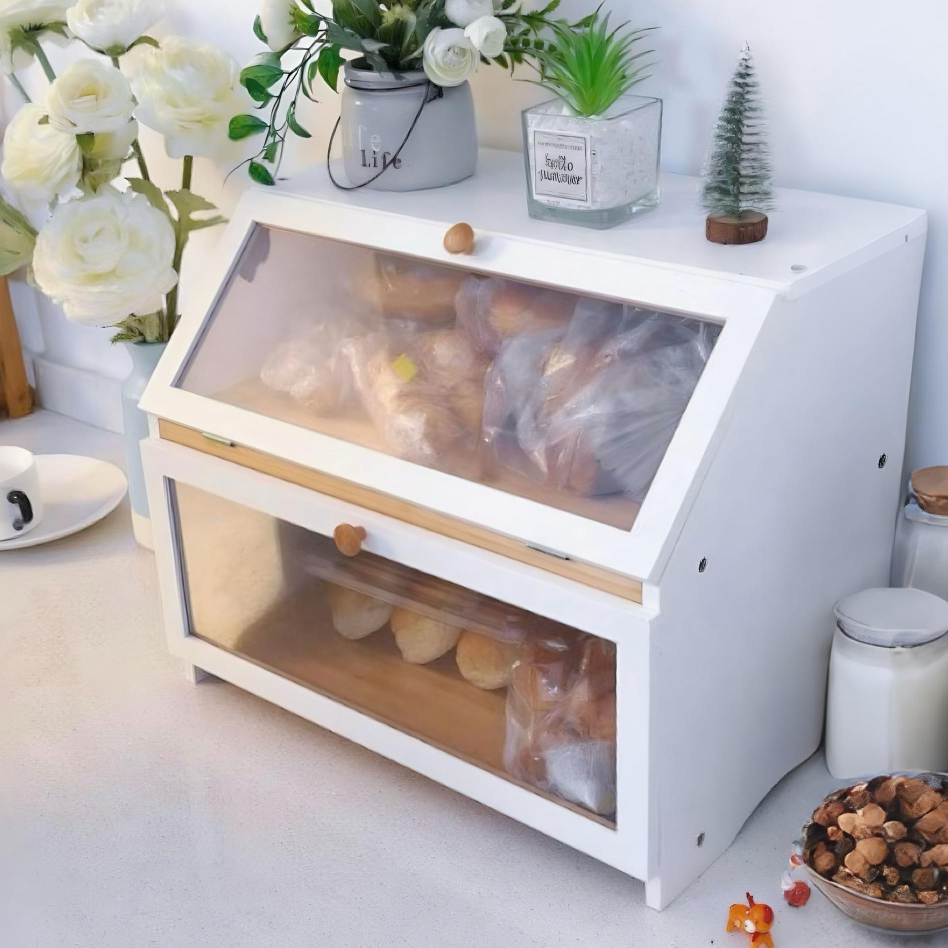 Food Storage Tank - HOMEKOKO Doppelschichtige Brotbox für die Küchenarbeitsplatte,