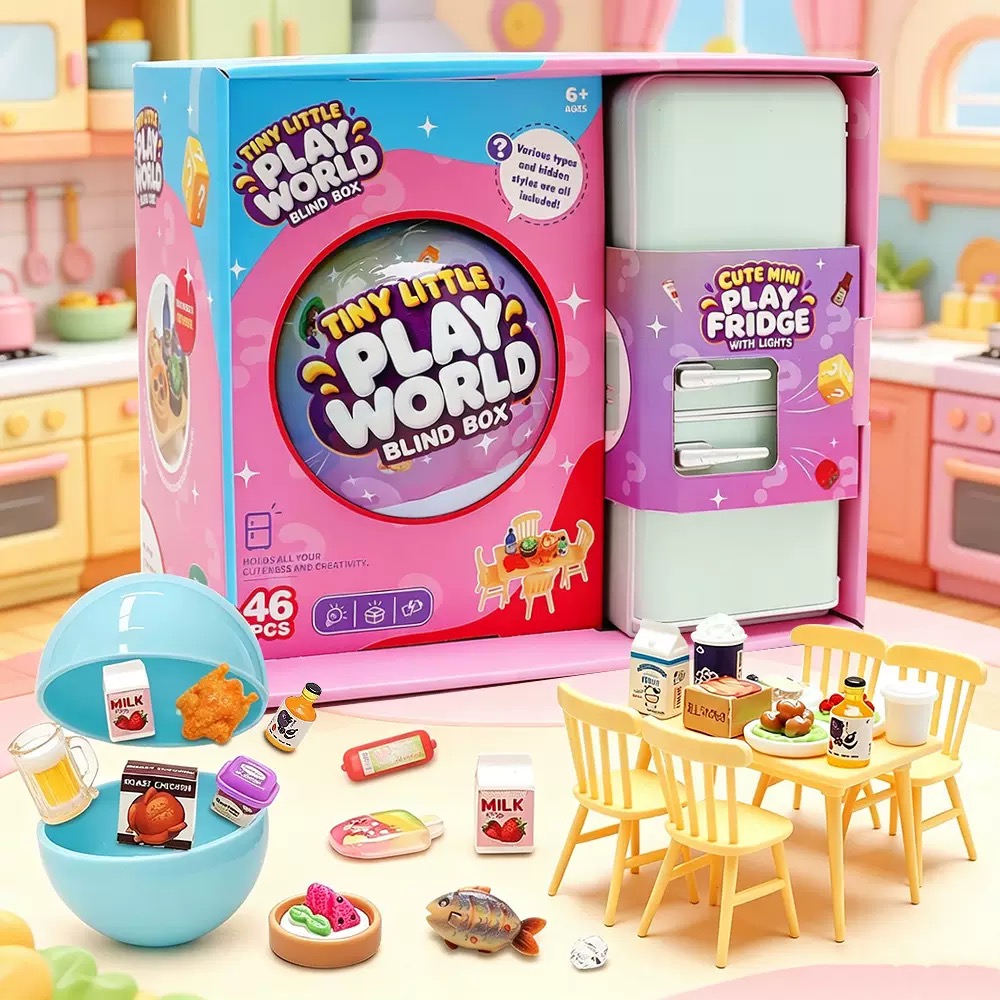 Food Storage On Table - 4-Farben Mini-Kühlschrank Blind Box Spielzeug-Set |