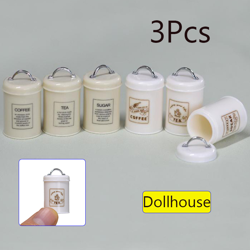 Food Storage Usa - 3Pcs Miniatur Puppenhaus Mini Lebensmittel/Tee/Kaffeedosen Runde