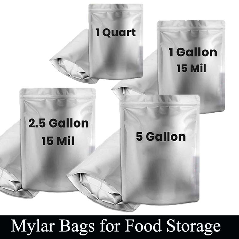 Food Storage Long Term - 0,25/1/2,5/5 Gallonen Silberne Aluminium-Mylar-Beutel zur Lebensmittelaufbewahrung
