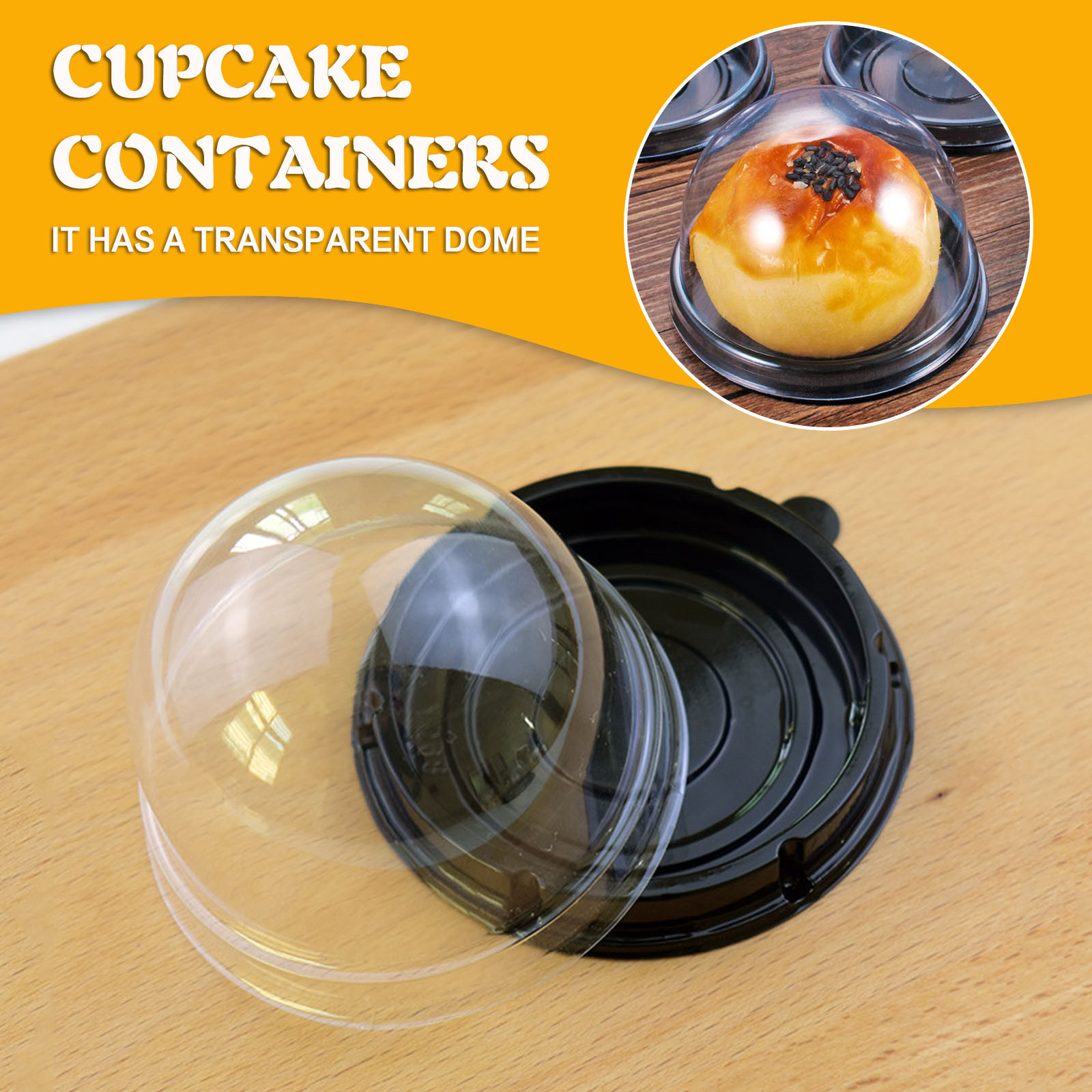 Egg Storage Holder - Kuchenbox-Behälter, runder transparenter Kunststoffbehälter, 50 Stück,