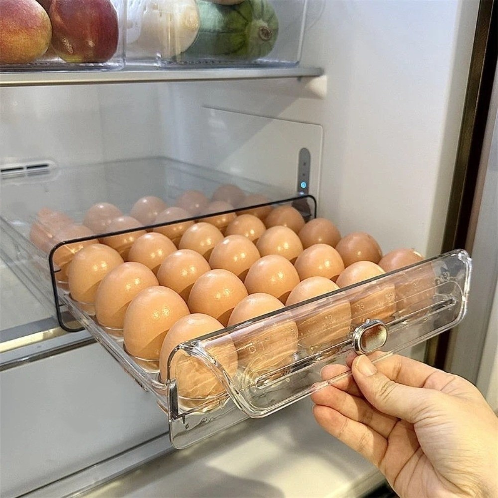 Egg Storage Holder - Transparente Eier-Aufbewahrungsbox Doppelschichtige Zeitskala-Eierhalterung Klare Stapelbare