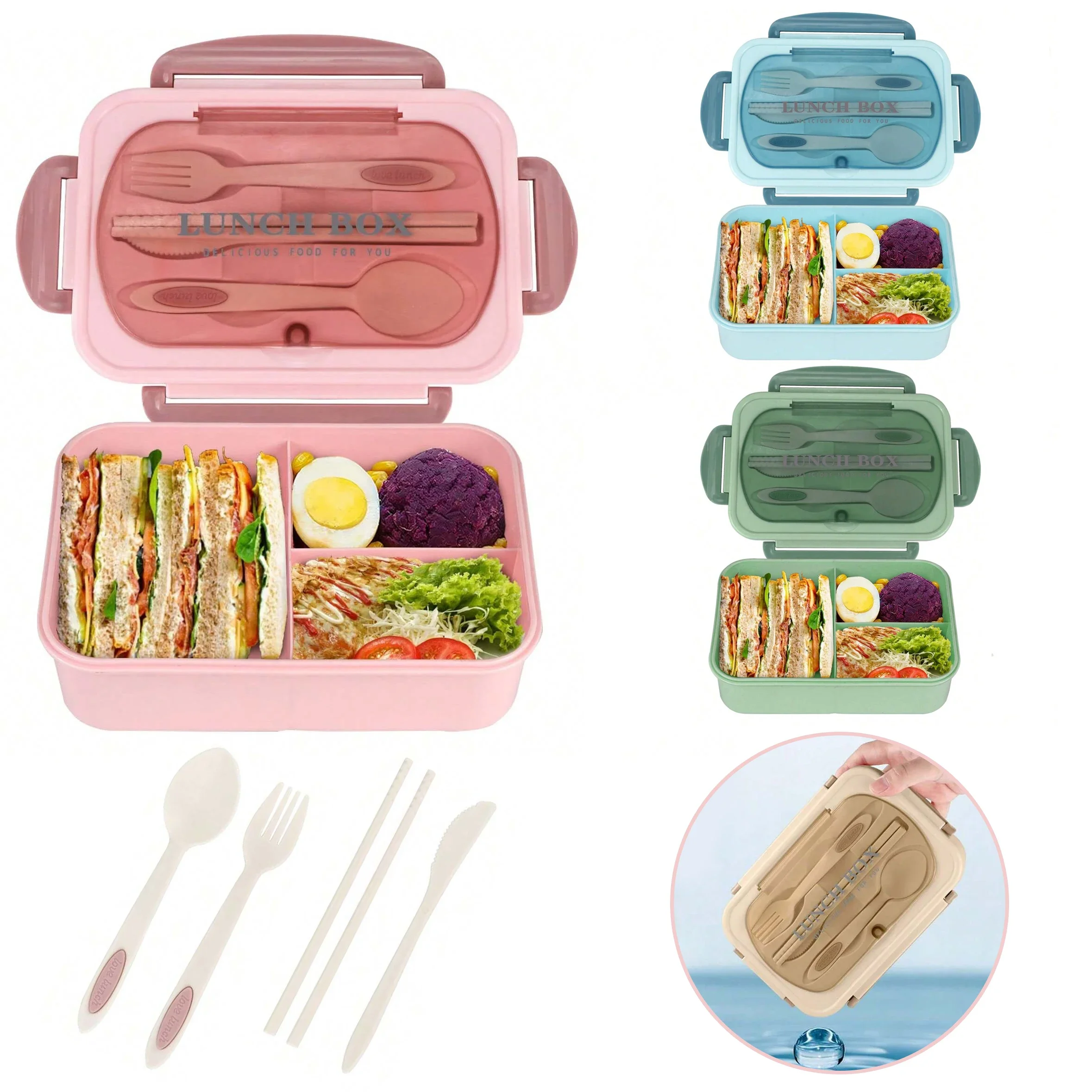 Food Storage 30 Years - Bento-Box für Erwachsene mit 3 Fächern,