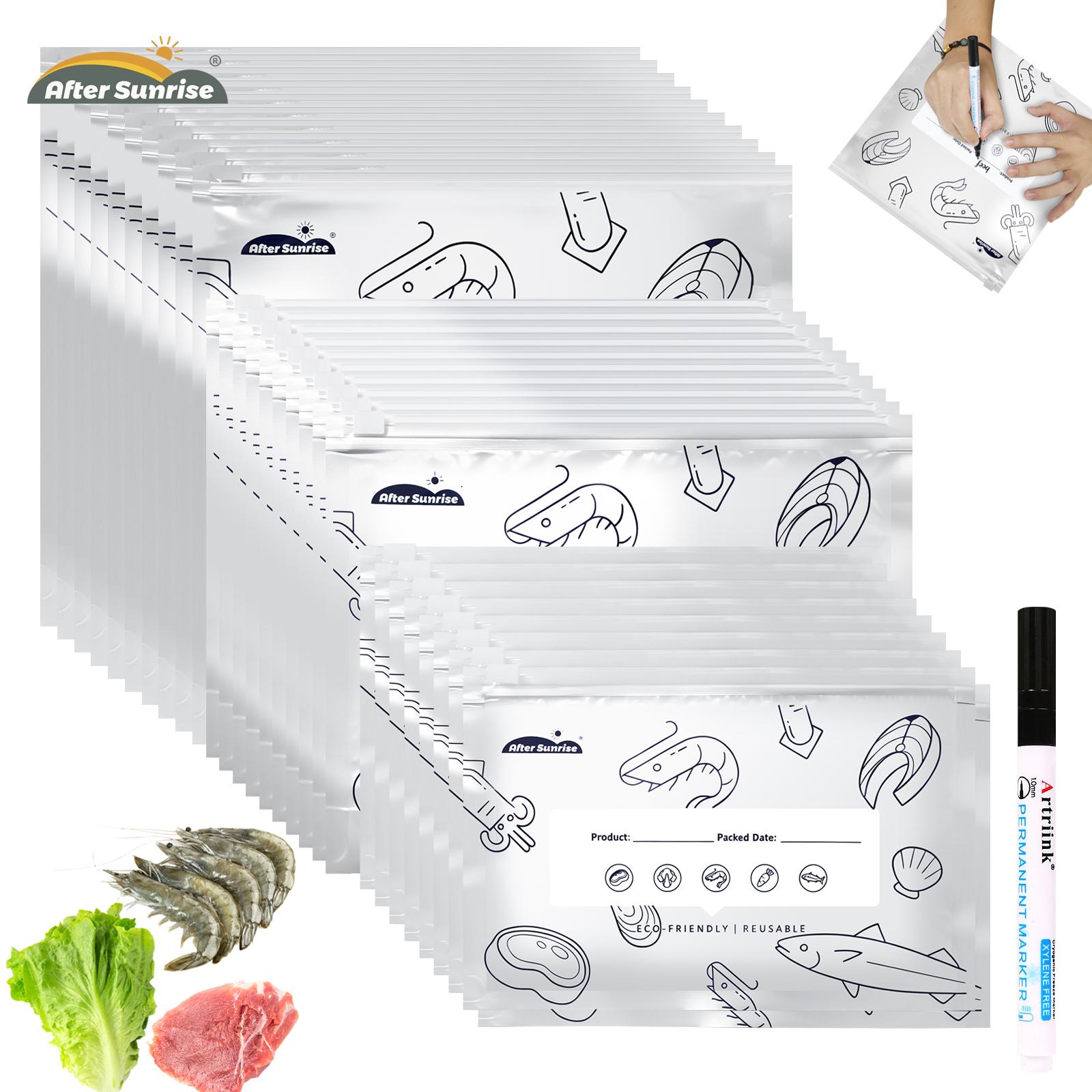 Food Storage Zip Bags - 【Gekühlte Lebensmittel】Wiederverwendbare, verschließbare Aufbewahrungsbeutel aus Aluminiumfolie,
