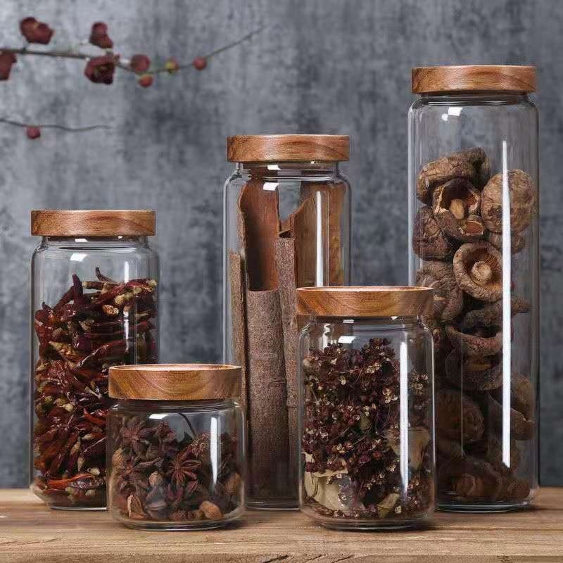 Food Storage Youtube - Runde Glas Rohr Glas Akazienholz Abdeckung
