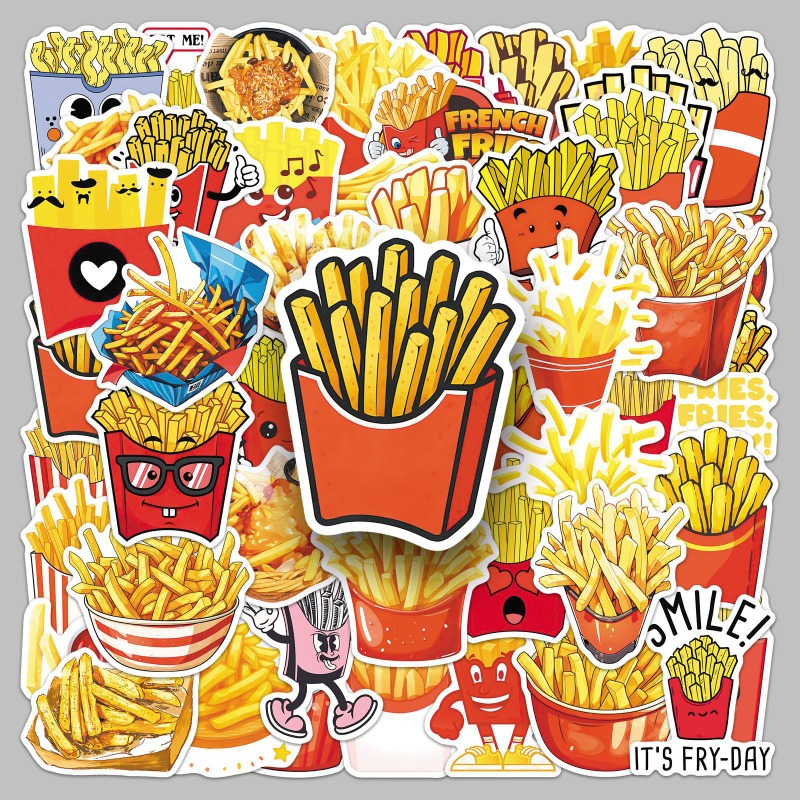 Food Storage Journal - 50 Stück Pommes Frites Wasserdichte Dekorationsaufkleber