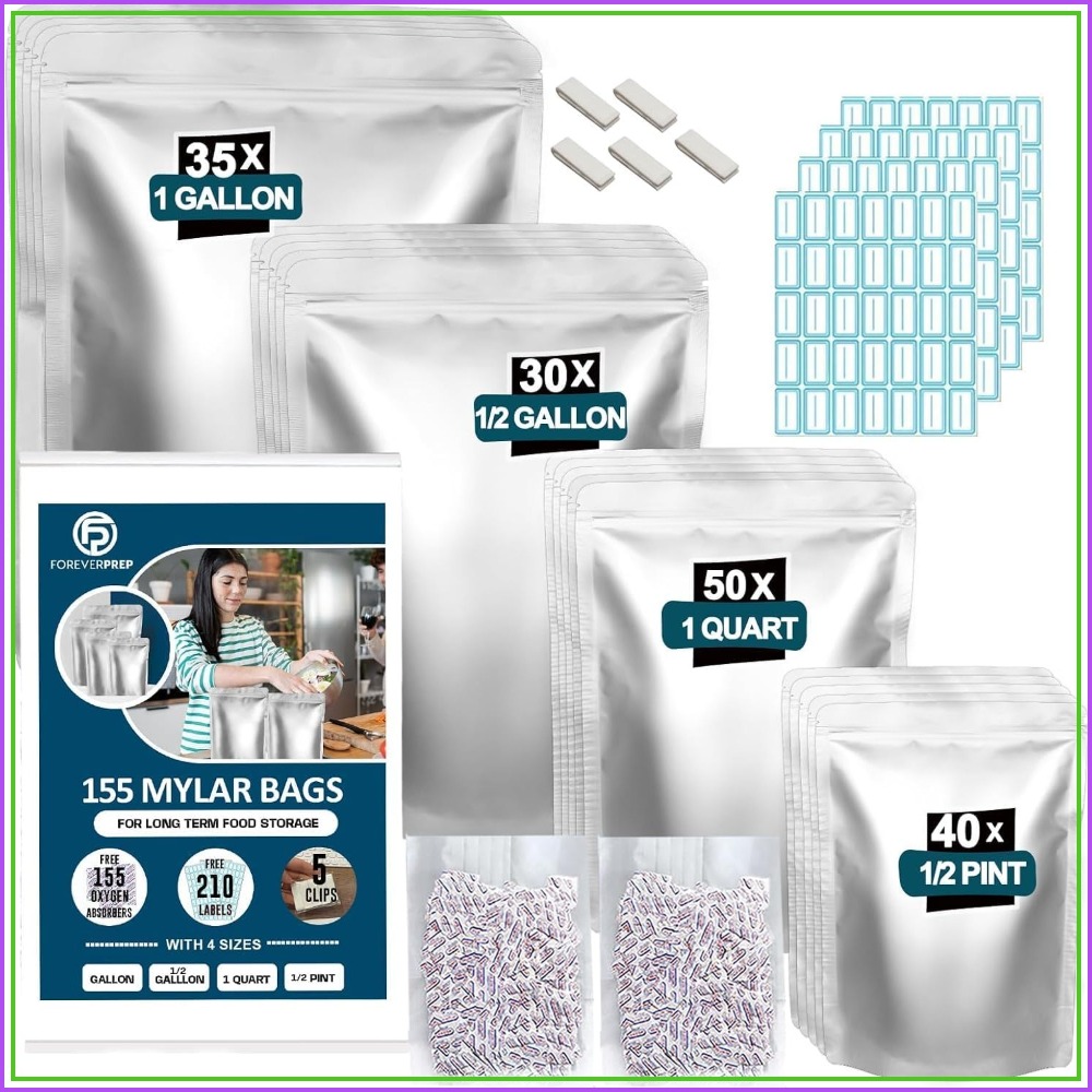 Food Storage Long Term - 155 Mylar-Beutel mit 155 Sauerstoffabsorbern -