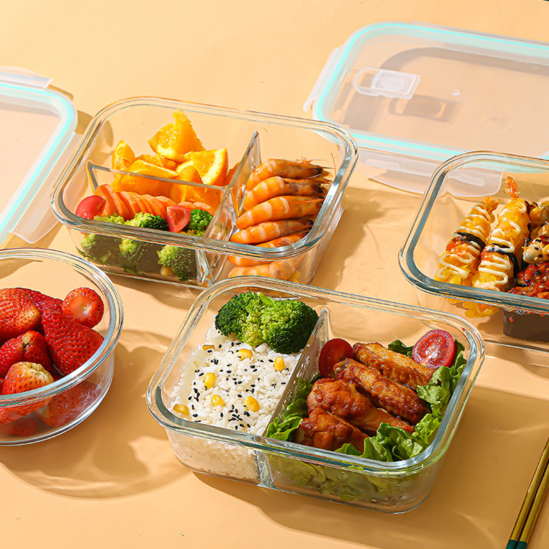 Food Storage Glass Containers - Glas-Frischhaltebox aus hochborosilikathaltigem, hitzebeständigem Glas, mikrowellengeeignet,