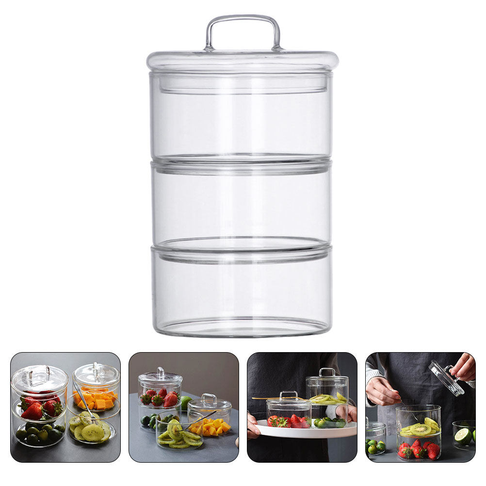 Food Storage Glass Containers - 1 Set Transparente Glas-Aufbewahrungsschüssel Salat-Servierschale Stapelbare