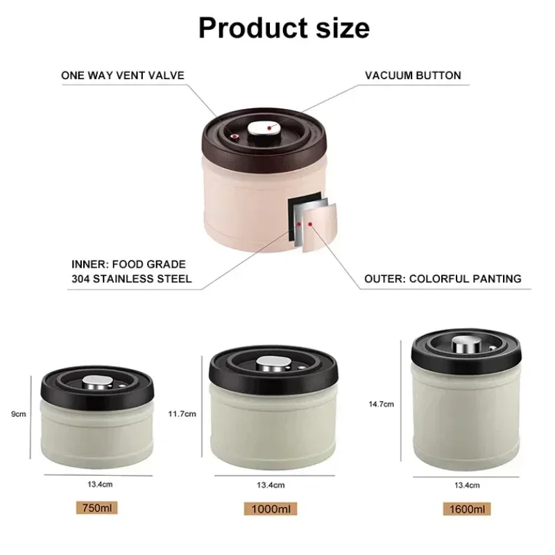 Food Storage Vacuum Containers - 304 Edelstahl Luftdichter Kaffeebehälter Aufbewahrungsdose Kaffeebohnen-Behälter