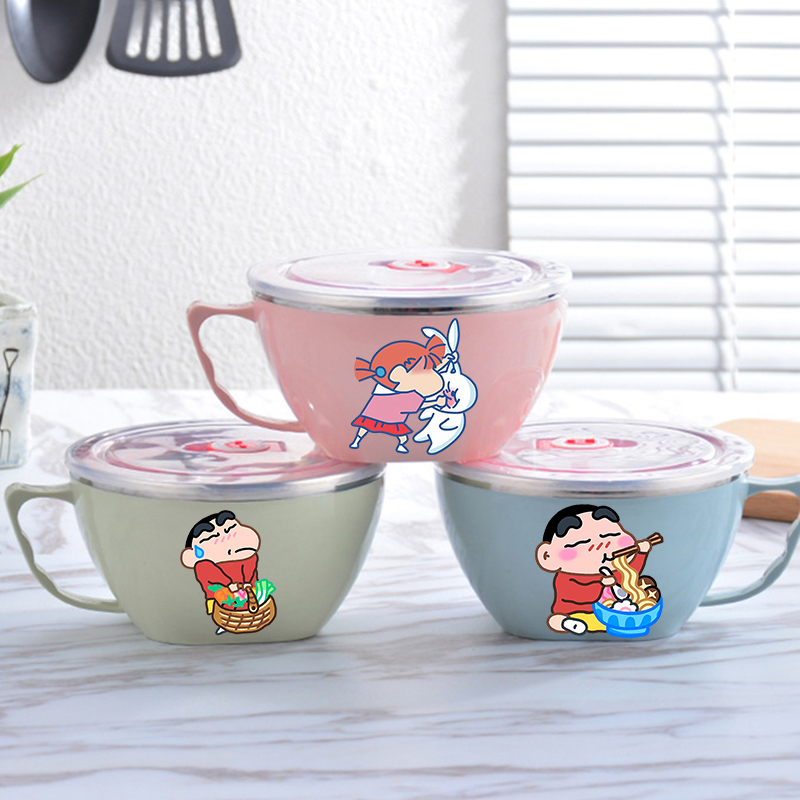 Food Storage On Table - Crayon Shin-chan Nudelschüssel, große Kapazität, Edelstahlschüssel,