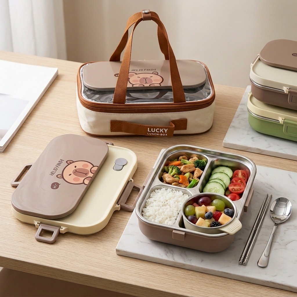 Food Storage 30 Years - 304 Edelstahl Bento Lunchbox-Set 4/5 Fächer