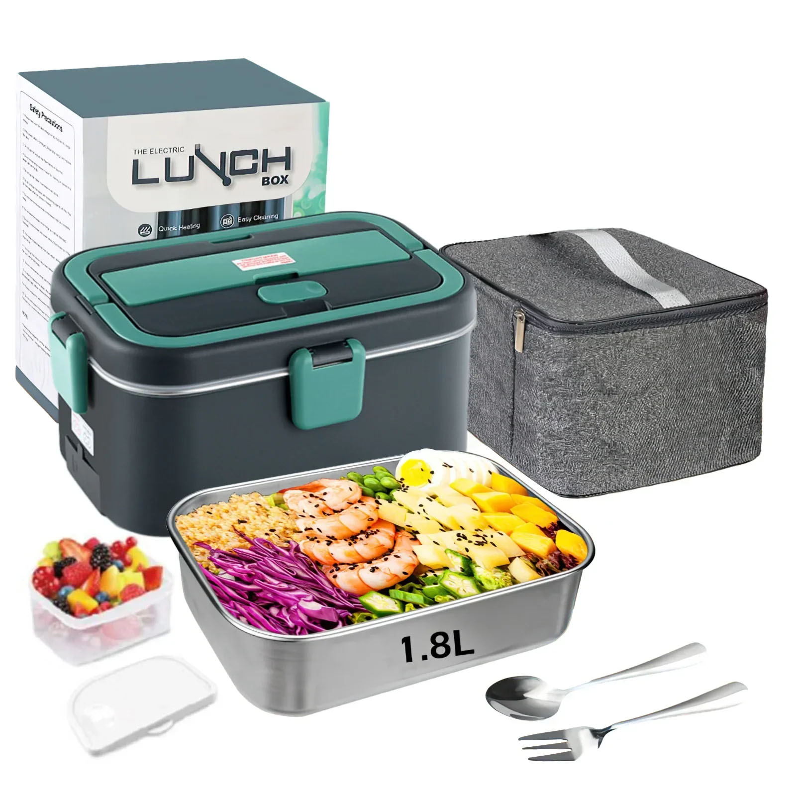 Portable Food Warmer - Elektrische Lunchbox, Speisenwärmer, 1,8 l, 80