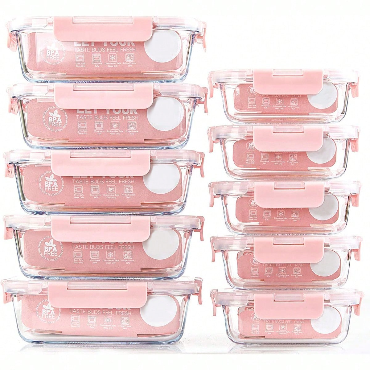 Food Storage On Table - 10er-Pack Glas-Mahlzeitbehälter, Lebensmittelbehälter mit luftdichten Deckeln,