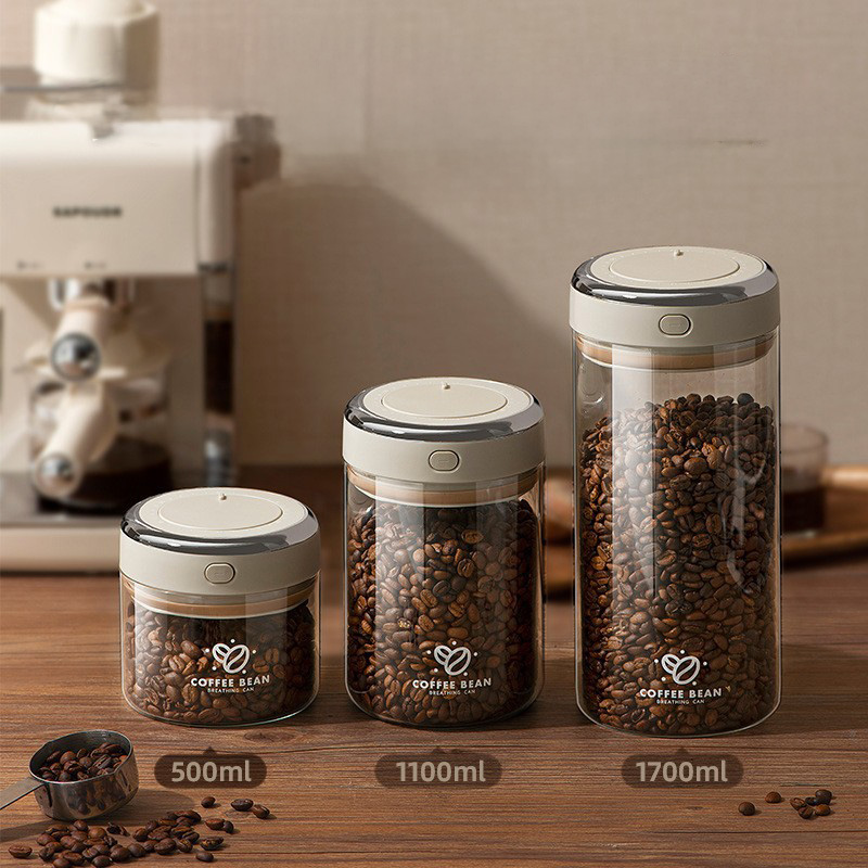 Food Storage Vacuum Containers - 500/1100/1700ml Kaffeebohnen Vakuumversiegelter Behälter mit CO2-Ventil