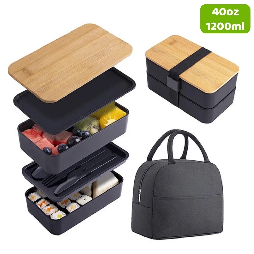 Food Storage 30 Years - Erwachsenen-Bento-Lunchbox, 2-stöckiger Lebensmittelbehälter-Set mit Besteck für