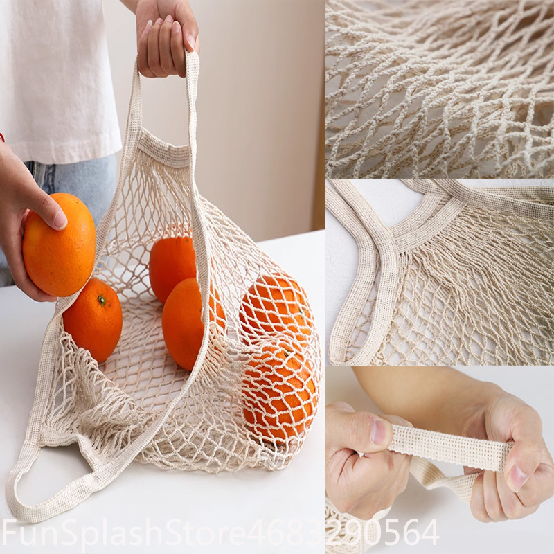 Produce Bag Reusable Mesh - Handliche, faltbare Einkaufstasche aus Baumwollnetz, wiederverwendbare,
