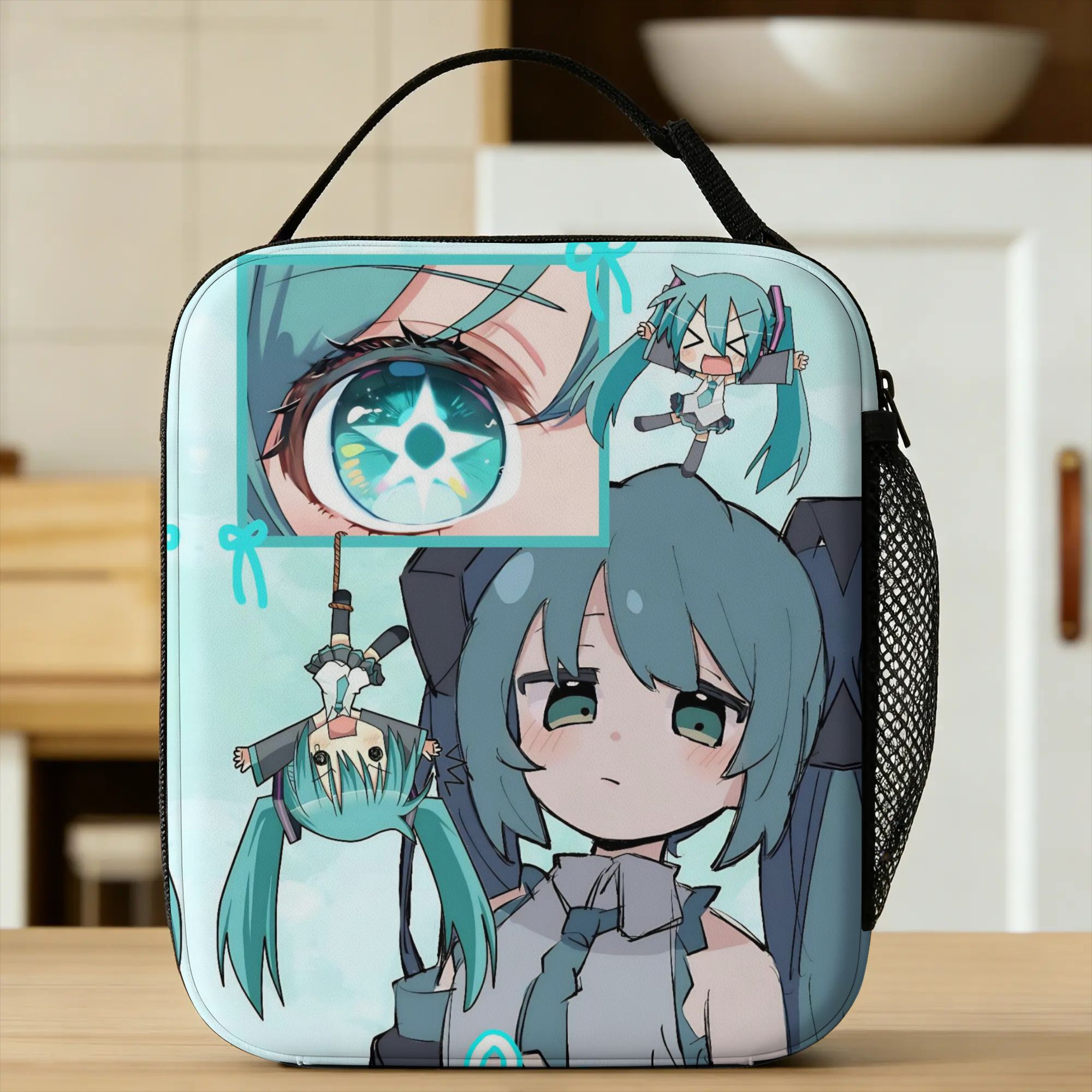 Food Storage Bags Reusable - Singer Hatsune Mikus Isolierte Lunch-Taschen, Thermotasche,