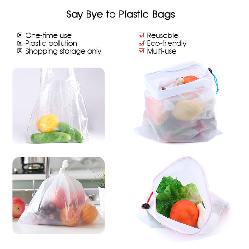 3/9/15 Stück wiederverwendbare – Produce Bag Reusable Mesh Bewertung und Preis