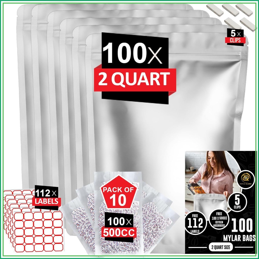 100 Stück 2-Quart-Mylar-Beutel – Food Storage Long Term Bewertung und Preis
