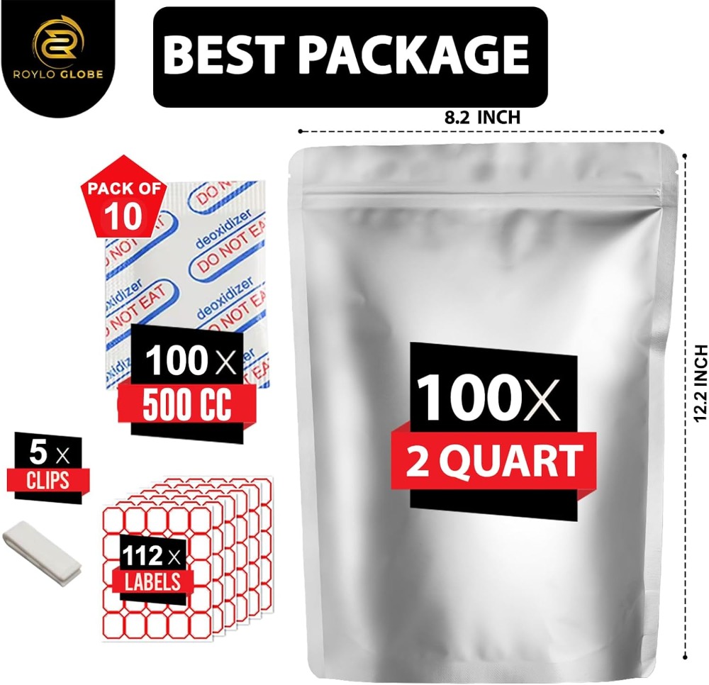 100 Stück 2-Quart-Mylar-Beutel – Food Storage Long Term Bewertung und Preis