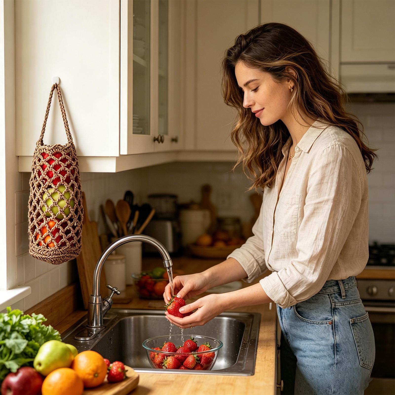 Boho handgewebte Gemüse-Aufbew – Produce Bag Reusable Mesh Bewertung und Preis
