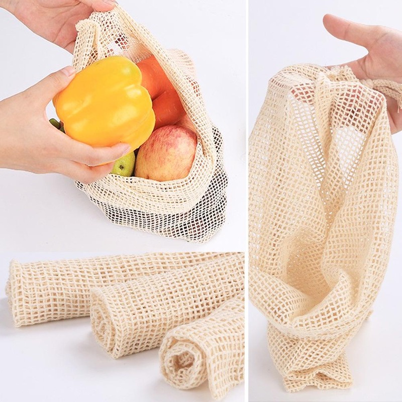 3 Stück/Set Baumwoll-Netz-Gemü – Produce Bag Reusable Mesh Bewertung und Preis